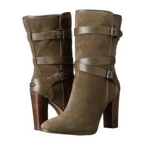 Coach Alexandra Fatigue Green Mid-Calf Bootie Olive Heeled Boots